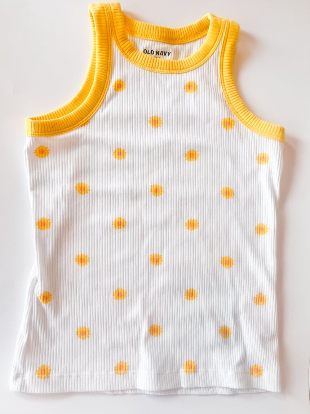 Old Navy Fitted Ribbed Tank Top Girls L Yellow Floral Print